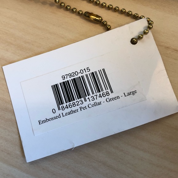 🐶 NWT Mackenzie-Childs Embossed Real Bridle Leather Grn Dog Collar (Size:Large) - Picture 11 of 11